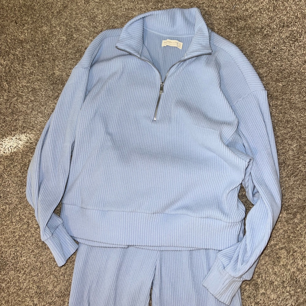 Abercrombie & Fitch Light Blue Ribbed Cozy Lounge Set XXS - Picture 11 of 12